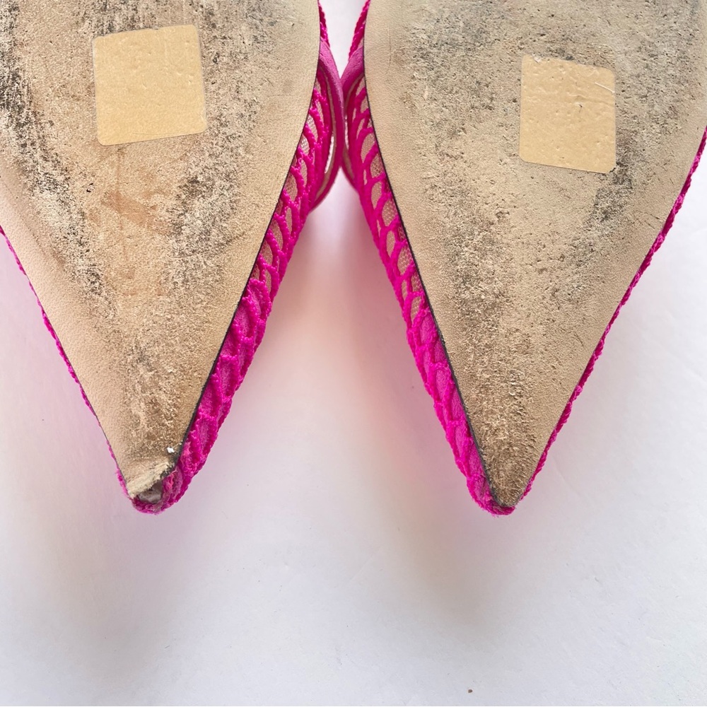 Jimmy Choo Amita Pink 45 Mesh Slingback Kitten‎ Heels with pearls - Picture 6 of 8